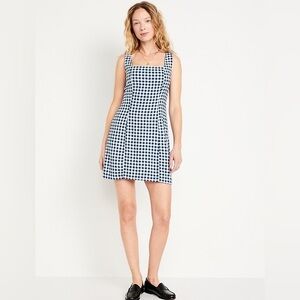 Women's Navy Gingham Square-Neck Mini Dress Old Navy
